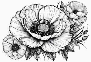 Cosmos and Poppies tattoo idea