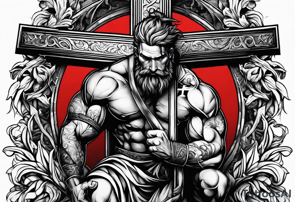 man carrying a cross tattoo idea