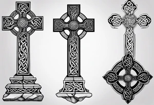Stone Celtic cross sitting on a stone tattoo idea
