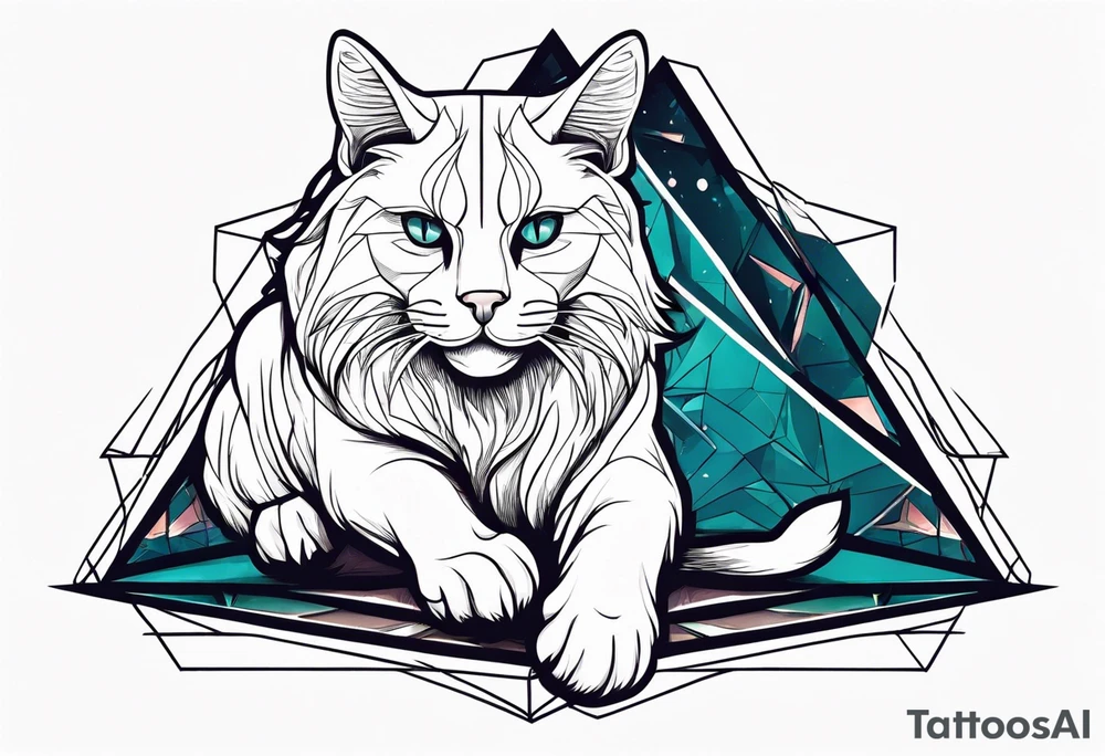 A cat extends its paw to the beast looking at it tattoo idea