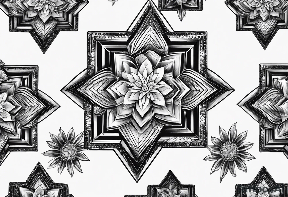 Hexagon linked ice crystal cloud tattoo idea