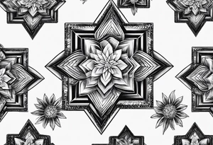 Hexagon linked ice crystal cloud tattoo idea