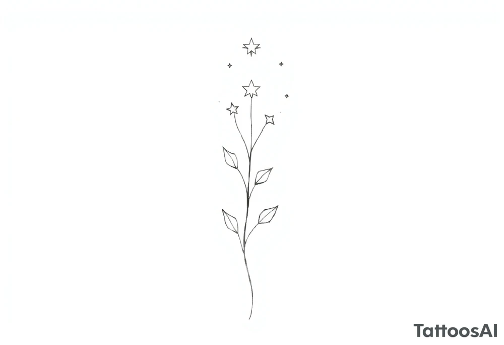 Simple, delicate, fine line, stars, plant. Vertical tattoo idea Simple, delicate, fine line, stars, plant. Vertical tattoo idea
