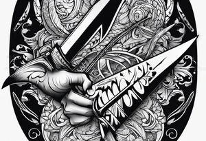 human hand stabbed by an arrow tattoo idea