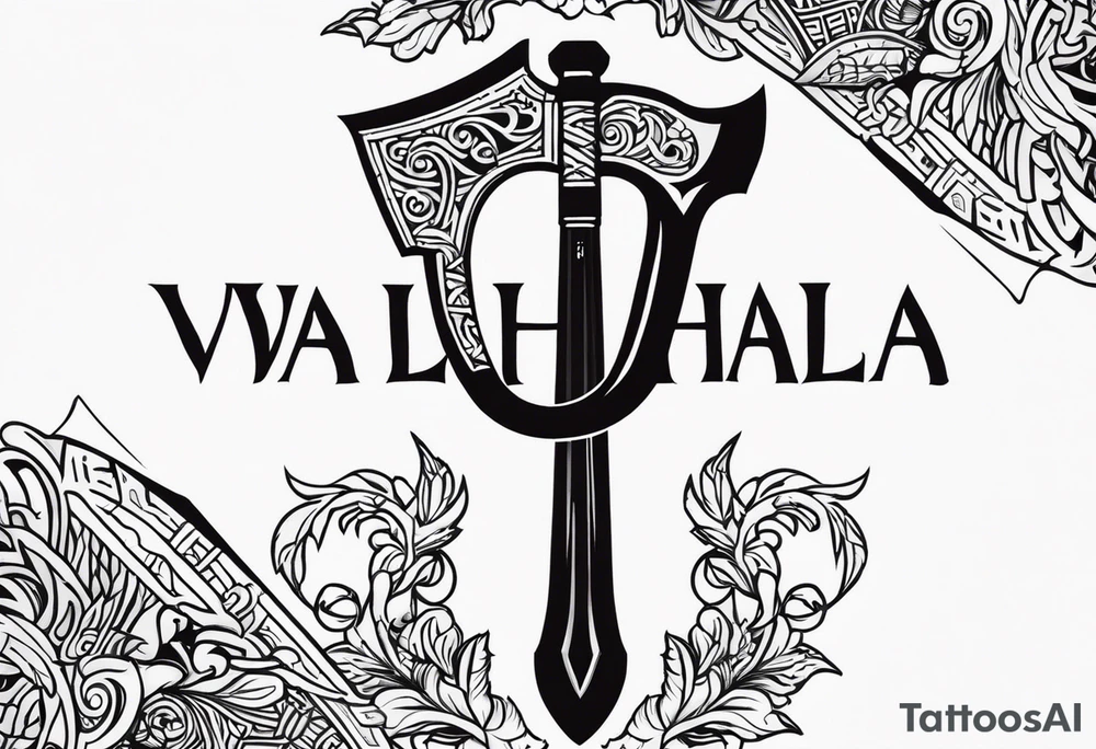 Valhalla sword shield axe tattoo idea
