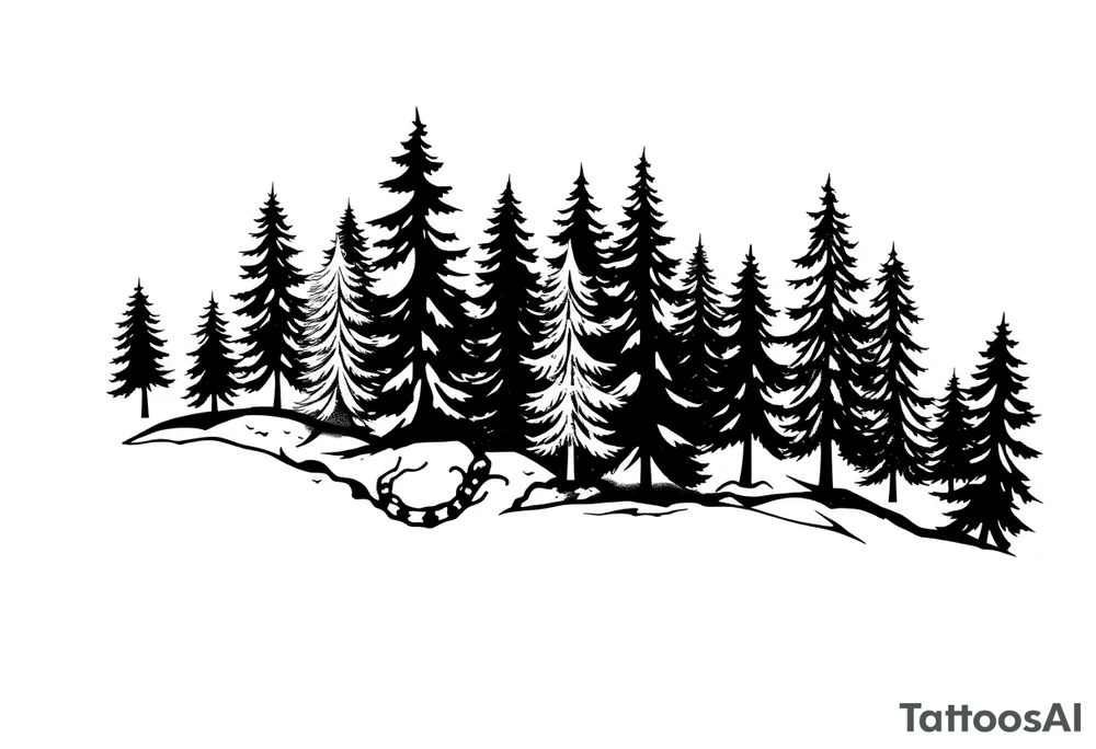 Coniferous forest tattoo sleeve black and gray tattoo idea