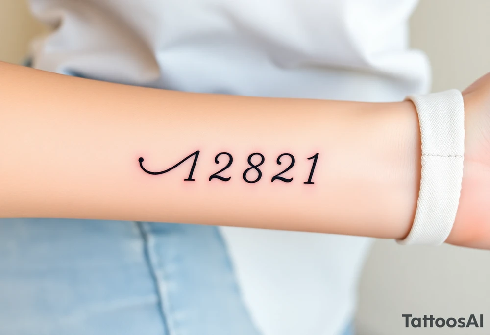 I want a small simple silhouette lines black and white wrist princess like girl snake tattoo that has number 12821 on its body along and also I want it to represent feminine energy crown queen Cycle tattoo idea