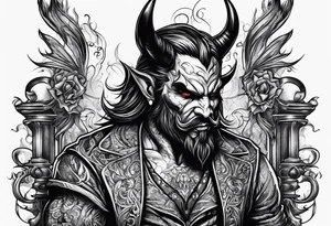 Devil with whiskey botttle tattoo idea