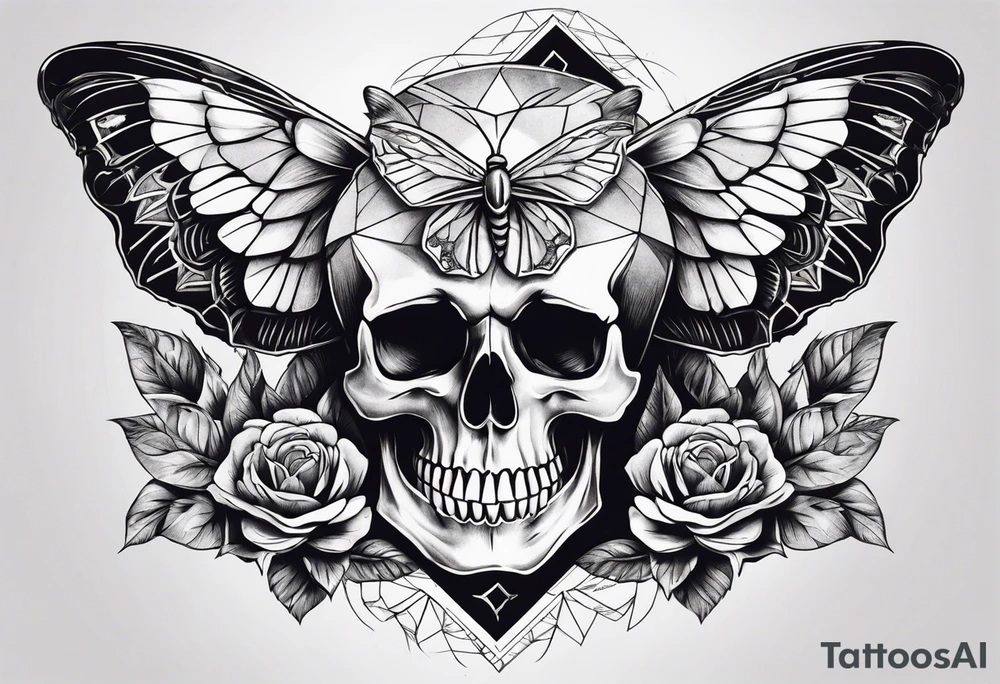 Skull and moth tattoo idea