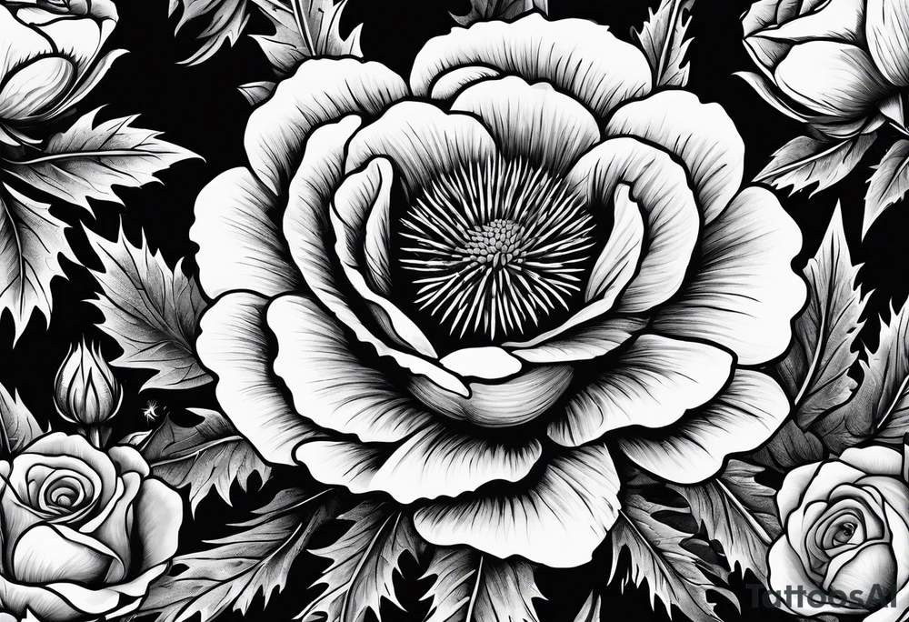 Scottish thistle, 4 leaf clover, english rose tattoo idea Scottish thistle, 4 leaf clover, english rose tattoo idea