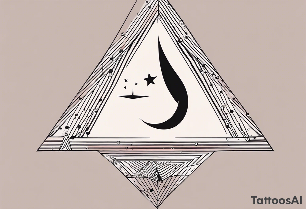 Geometric but feminine. Symbolic of connection, beauty in imperfection, femininity, duality within oneself, possibility, intuition, hope, joy, spirituality and resilience. Include double triangle, unclosed triangle (delta), triangle with black tip, crescent moon, unclosed circle completed with dots or broken line, hummingbird and swallow birds. tattoo idea
