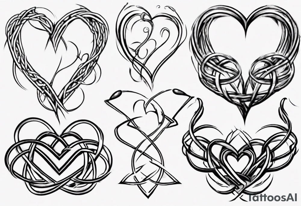 Prime knot 6,1 as entangled hearts, but very simple tattoo idea