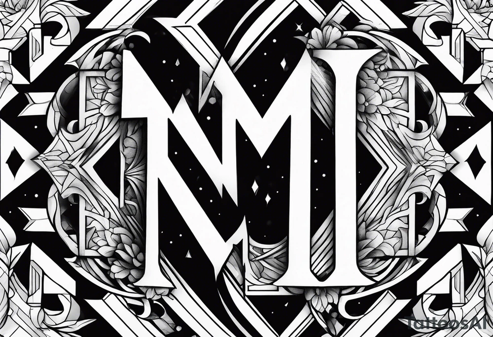 Merge letter M with number 24 tattoo idea