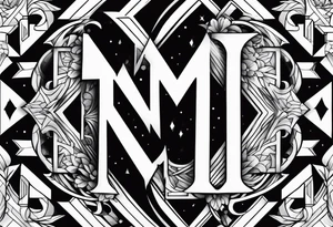 Merge letter M with number 24 tattoo idea