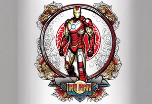 Iron man triathalon logo on a calf tattoo idea