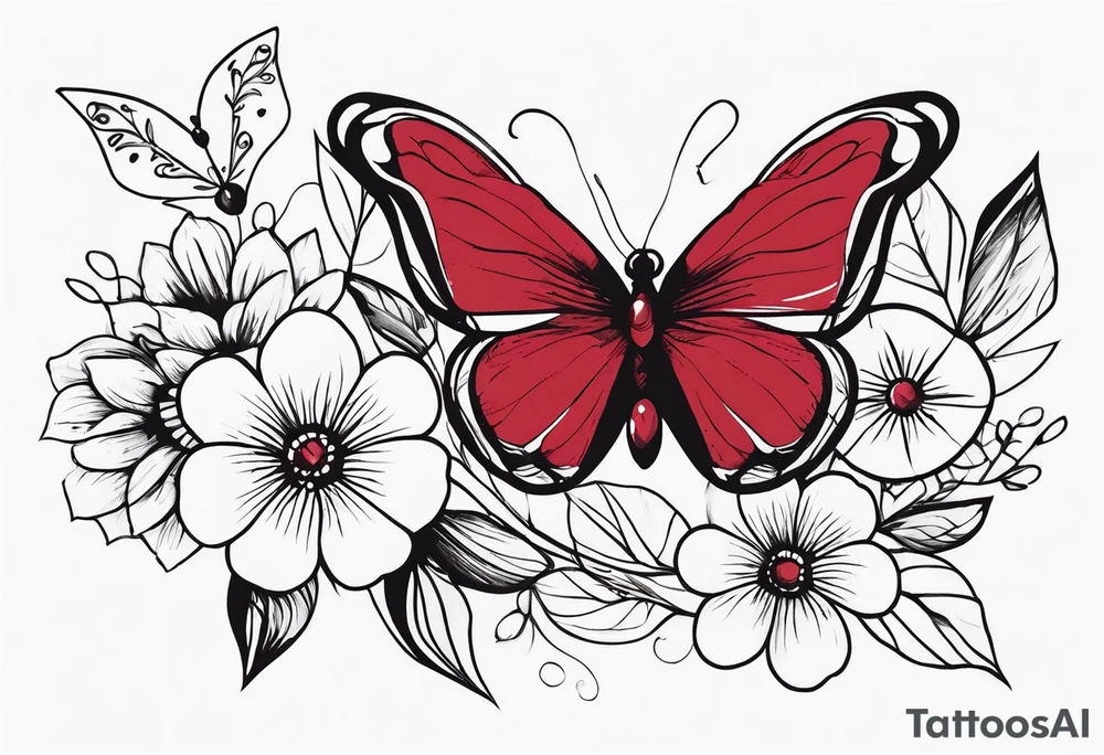 Flowers with "Ruby" in calligraphy font and butterflies around it tattoo idea Flowers with "Ruby" in calligraphy font and butterflies around it tattoo idea