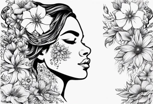 Face of an Norwegian curvy girl covered in flowers tattoo idea