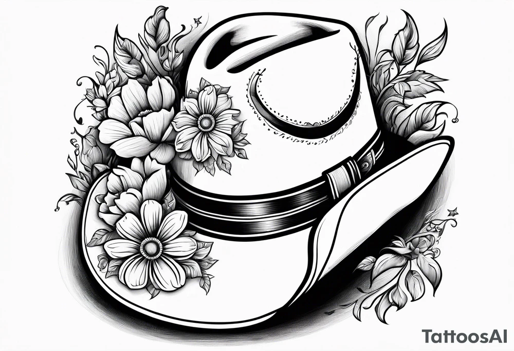 Cowboy boots flowers inside cowboy hat howdy tattoo idea