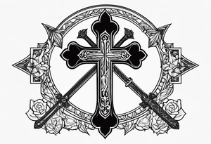 I want a cross with a pearcing sword through a broken heart tattoo idea