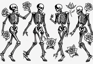 Dancing skeleton on a rose tattoo idea