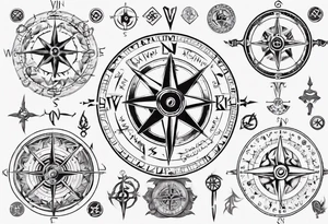 viking style compass with runes tattoo idea
