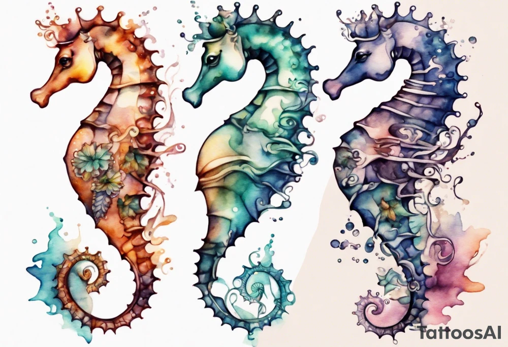 a beautiful seahorse woman hybrid tattoo idea