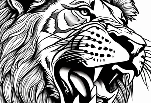 lion close up screaming tattoo idea