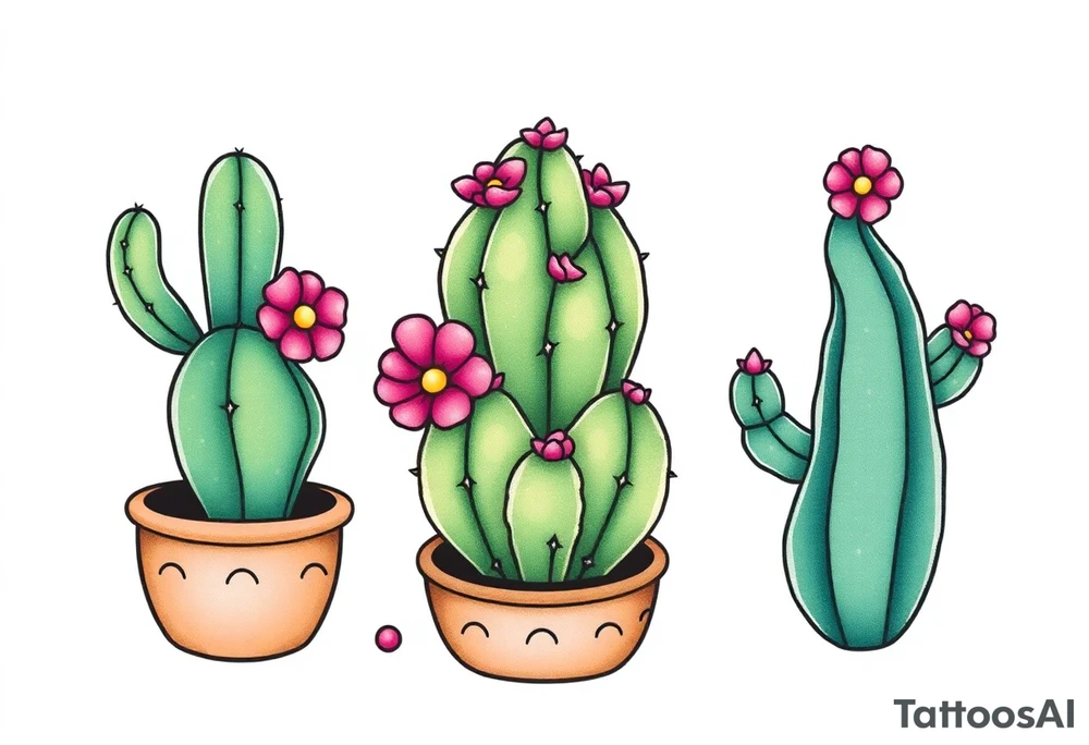 Cute cacti tattoo idea