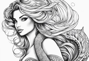 flowing mermaid tail tattoo idea