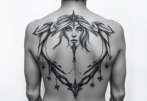 Sexy woman, Gothic but feminine  for thigh tattoo idea