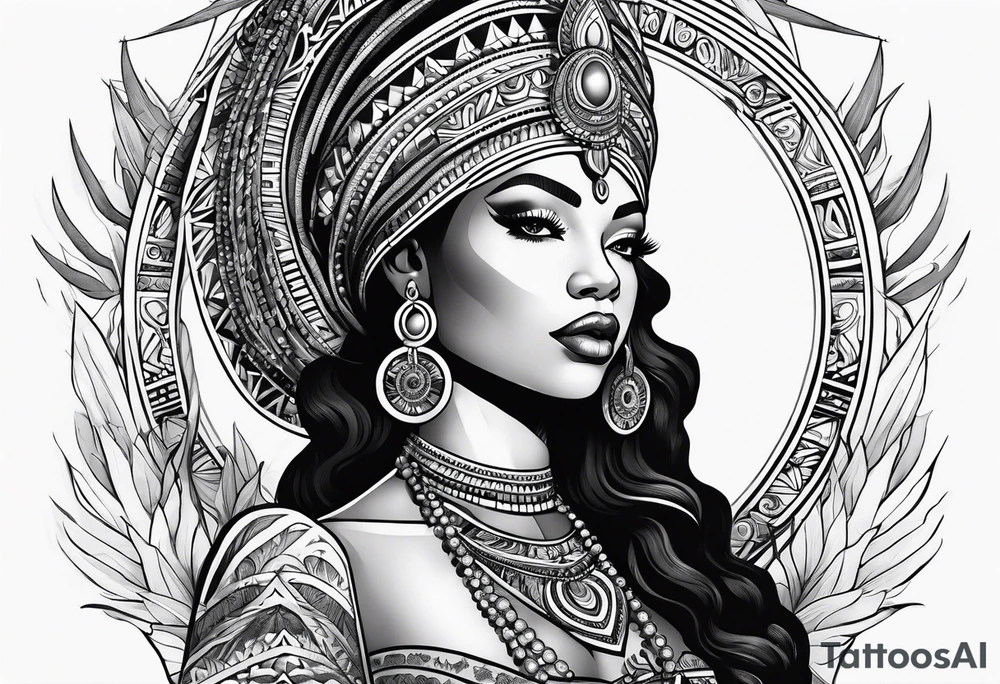 Black Goddess of sativa tattoo idea