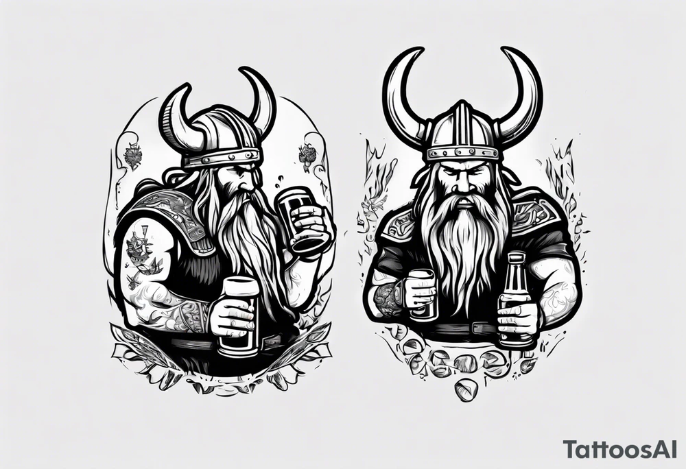 A Viking drinking a beer tattoo idea