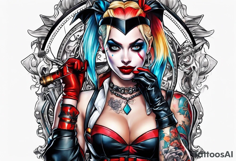 Pinup Harley Quinn tattoo idea