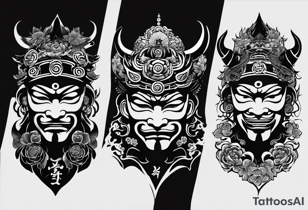 The Japanese say you have three faces. The first face, you show to the world. The second face, you show to your close friends and your family. The third face, you never show anyone. japanese demon tattoo idea tattoo idea