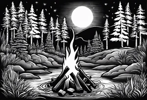 Campfire incorporating “Boys 9”.
Showing Mind, Body & Spirit.
The state of Maine tattoo idea