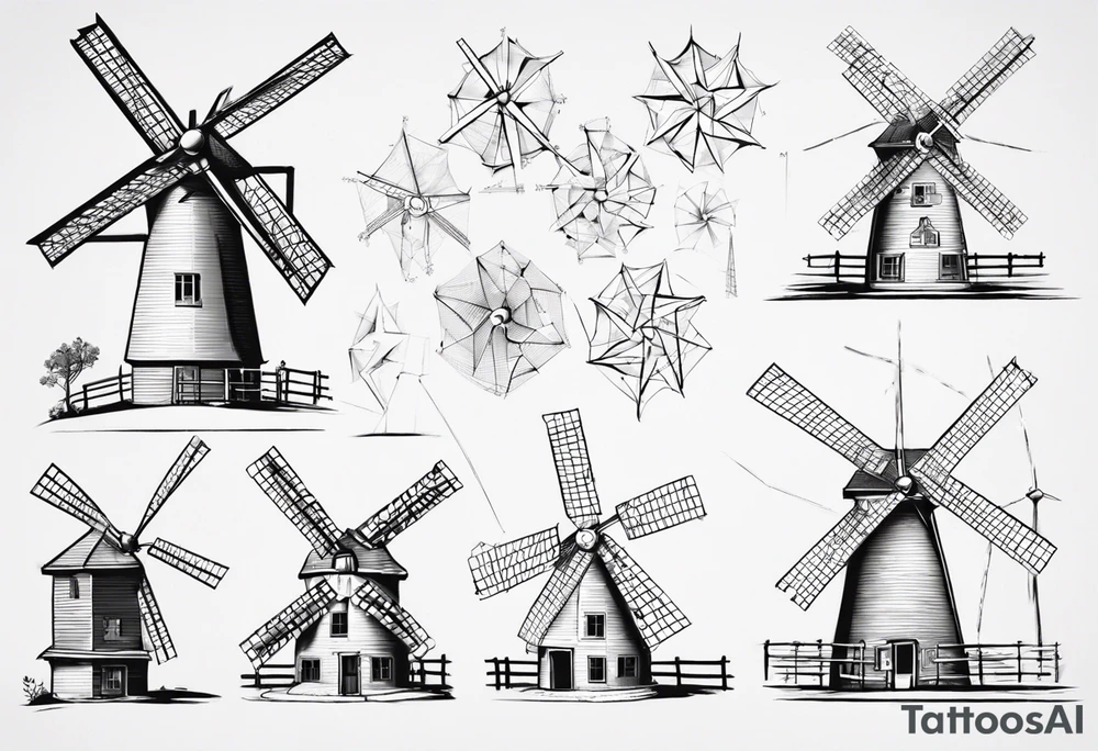 The mathematical dutch windmill graph from graph theory that is cute, with vertices and edges, not an actual wind tattoo idea