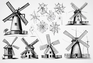 The mathematical dutch windmill graph from graph theory that is cute, with vertices and edges, not an actual wind tattoo idea