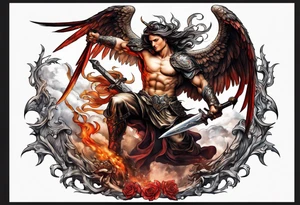 Michael the Archangel fighting devil tattoo idea