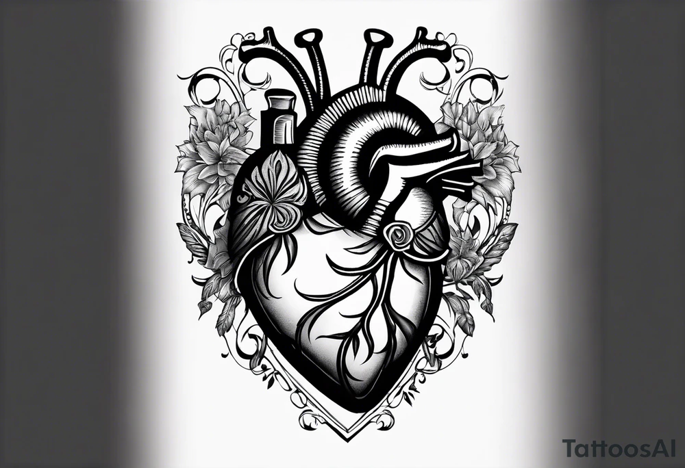 a heart split in half with Matilda whiten in one have an Weston Whiten in the other tattoo idea