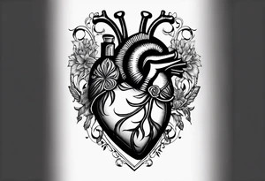 a heart split in half with Matilda whiten in one have an Weston Whiten in the other tattoo idea