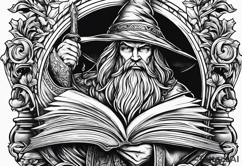 wizard breaking out of a book tattoo idea