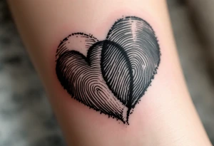 Matching fingerprint hearts in black ink, customized from each other’s actual prints. tattoo idea