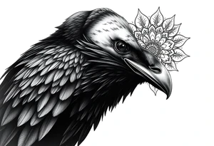 black raven with mandala tattoo idea