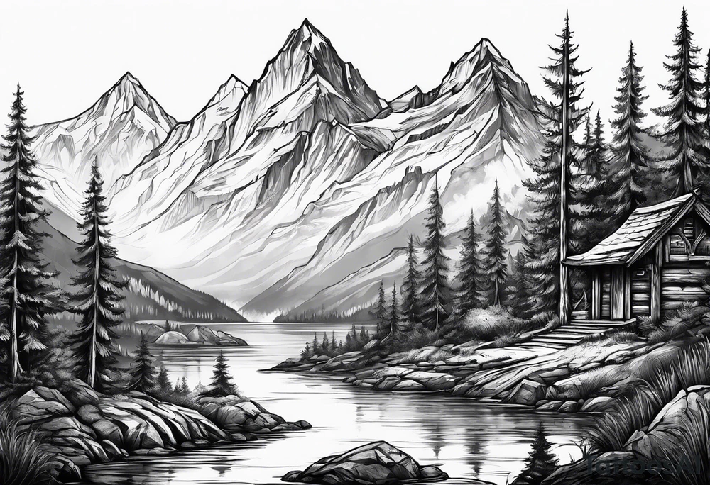 Skyrim mountain landscape tattoo idea