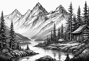 Skyrim mountain landscape tattoo idea