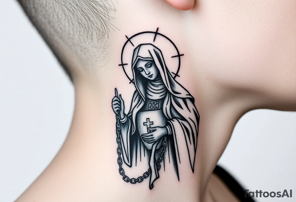 russian christian orthodox virgin mary holding the russian orthodox thurible chains tattoo idea