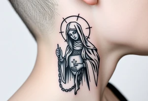 russian christian orthodox virgin mary holding the russian orthodox thurible chains tattoo idea