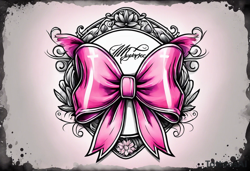 Farm tough breast cancer ribbon tattoo idea