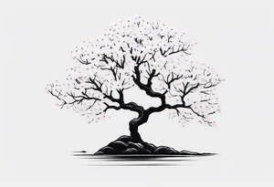A cherry blossom tree using only white ink (no black) tattoo idea