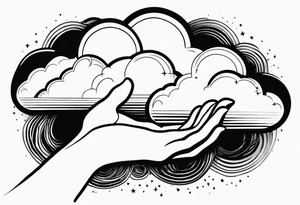 cloud, hands tattoo idea